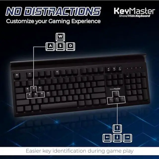 Alt view image 3 of 5 - Blank or Visible Mechanical Keyboard | Wired PC Gaming Keyboard by Keymaster | Shine Through Keycaps with Custom Key Lighting | Backlit White LED with Show/Hide Light Up Keys | Silent Linear Switches
