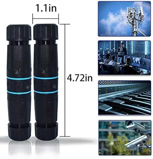 Alt view image 5 of 5 - RJ45 Waterproof Connector, Cable Connector Female to Female, with Shielding Cable Coupler-CAT6-YMP23-Blue-2PCS