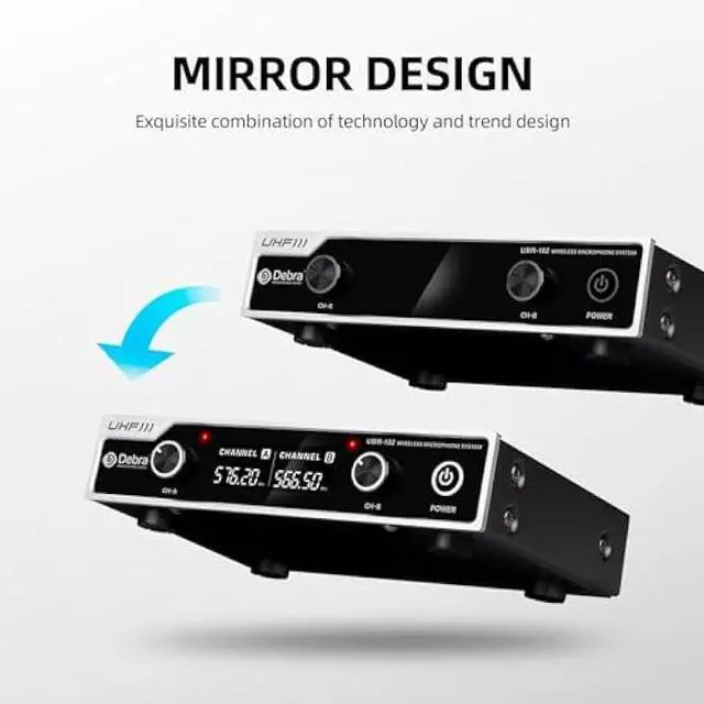 Alt view image 2 of 5 - D Debra Wireless Microphone System UHF UBR-102 with Cordless Handheld Lavalier Headset Mics, 260ft Range, Suitable for Church, Lectures, Karaoke, Weddings, DJ, and Bars (1 Handheld & 1 Bodypack)