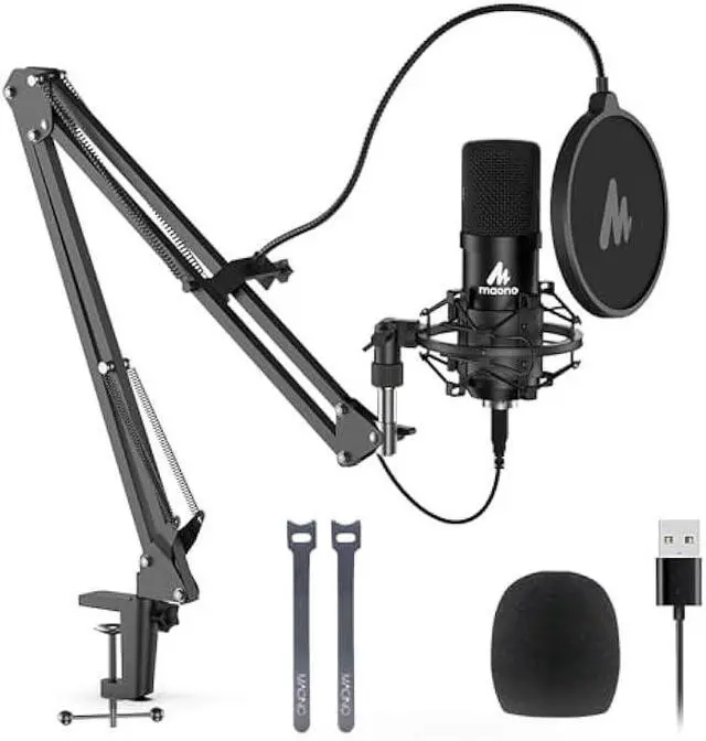 Main image of USB Microphone, MAONO 192KHZ/24Bit Plug & Play PC Computer Podcast Condenser Cardioid Metal Mic Kit with Professional Sound Chipset for Recording, Gaming, Singing, YouTube (AU-A04)