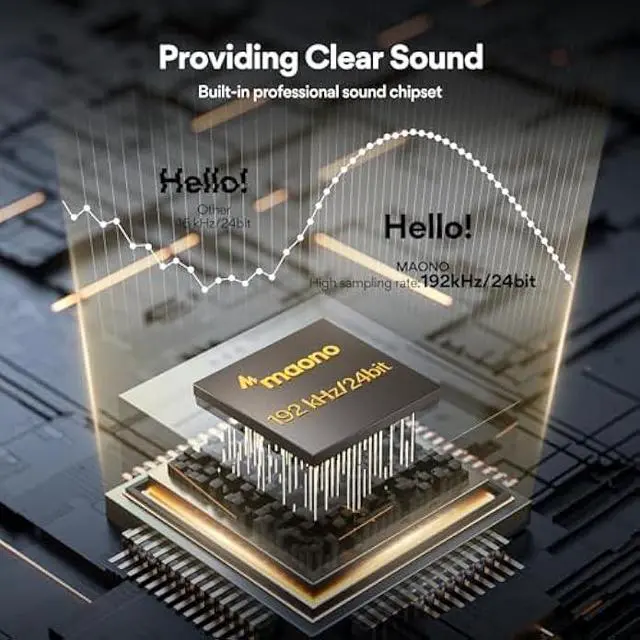 Alt view image 2 of 5 - USB Microphone, MAONO 192KHZ/24Bit Plug & Play PC Computer Podcast Condenser Cardioid Metal Mic Kit with Professional Sound Chipset for Recording, Gaming, Singing, YouTube (AU-A04)