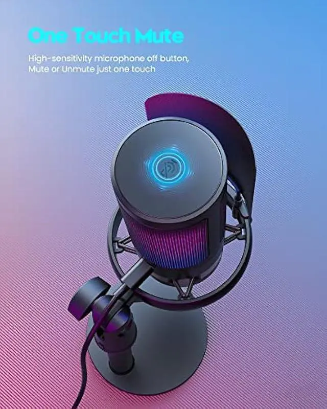 Alt view image 3 of 6 - Gaming Microphone, USB PC Mic for Podcasts Videos, Streaming, Condenser Mic with Quick Mute, Tripod Stand, Pop Filter, RGB Indicator, Shock Mount, Rotate gain button, Compatible with PS4/5/PC