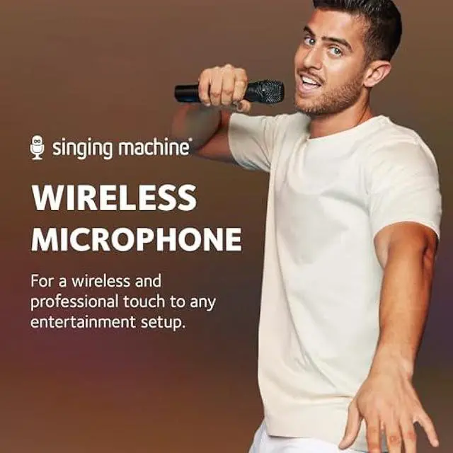 Alt view image 2 of 6 - Singing Machine Portable Wireless Microphone (Black) - Premium Unidirectional UHF Wireless Mic for Singing, Speeches & Events - Cordless Mic Compatible with Karaoke Machines, PA Systems & More