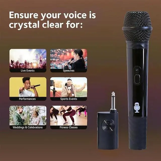 Alt view image 5 of 6 - Singing Machine Portable Wireless Microphone (Black) - Premium Unidirectional UHF Wireless Mic for Singing, Speeches & Events - Cordless Mic Compatible with Karaoke Machines, PA Systems & More