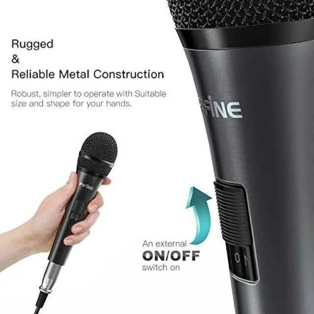 Alt view image 5 of 5 - Fifine Karaoke Microphone, Dynamic Vocal Microphone for Speaker, 6.35MM Wired Handheld Mic with On and Off Switch and 14.8ft Detachable Cable-K6