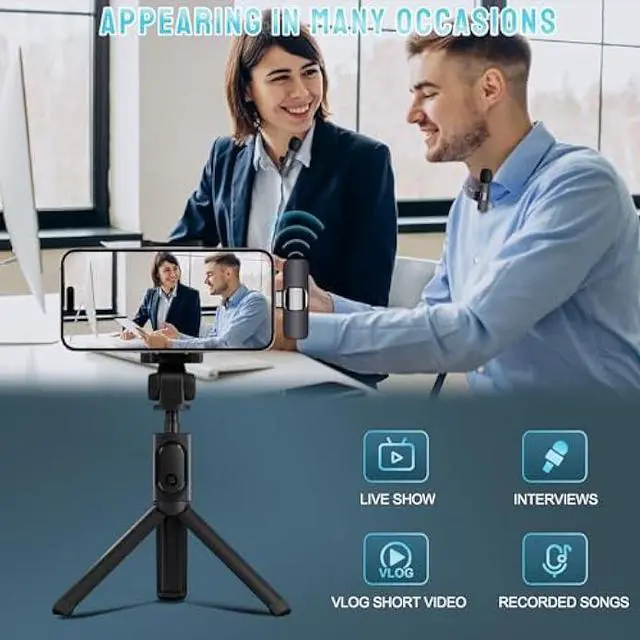 Alt view image 2 of 5 - Wireless Microphone for iPhone & iPad - Dual Professional Lavalier Mic, Plug-Play for Recording, Live Stream, YouTube, Facebook, TikTok, Vlog