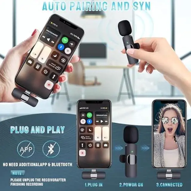 Alt view image 3 of 5 - Wireless Microphone for iPhone & iPad - Dual Professional Lavalier Mic, Plug-Play for Recording, Live Stream, YouTube, Facebook, TikTok, Vlog