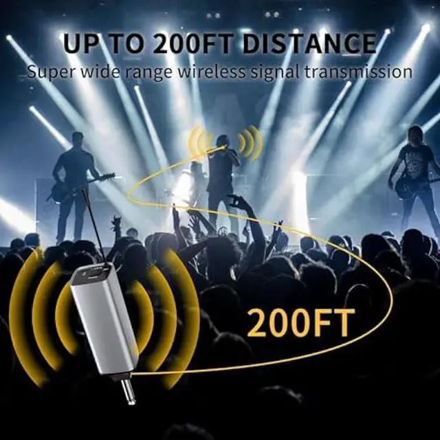 Alt view image 2 of 5 - Wireless Microphone, Handheld UHF Dual Metal Cordless Dynamic Mic System with Rechargeable Receiver,200ft Range,for Karaoke, Speech, Party, Wedding, Church,Singing Machine-Auto Connect