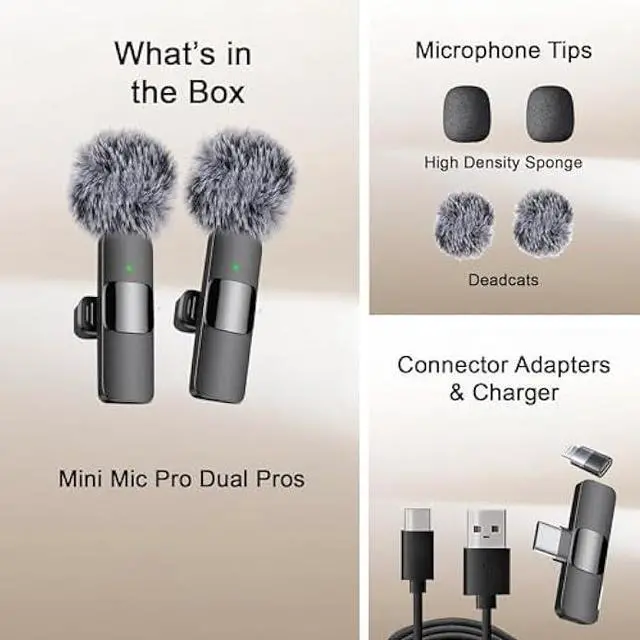 Alt view image 6 of 6 - Mini Mic Pro (Latest Model) - Professional Wireless Microphone for iPhone, iPad, Android, Lavalier Microphone for Video Recording - iPhone Mic Crystal Clear Recording with USB-C for Content Creators