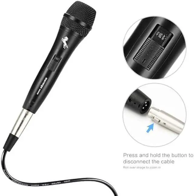 Alt view image 3 of 5 - Marengo Dynamic Vocal Microphone for Karaoke Speaker,Wired Handheld Mic with On and Off Switch and 13ft Detachable Cable