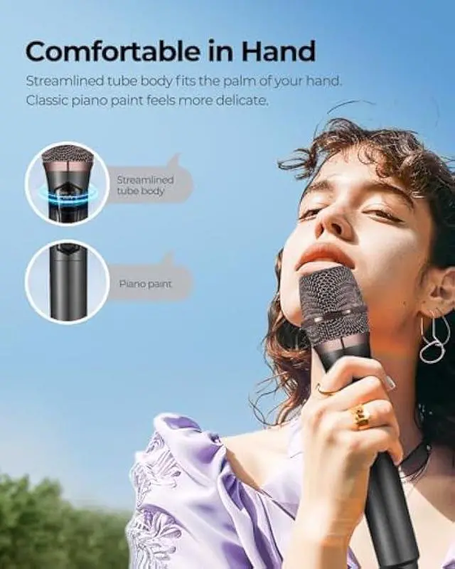 Alt view image 2 of 5 - ALPOWL Wireless Microphones, Metal Dynamic Microphone System with Rechargeable Receiver, 50H Duration, 200ft Range, Microphone for Karaoke Singing, Wedding, DJ, Party, Speech, Church