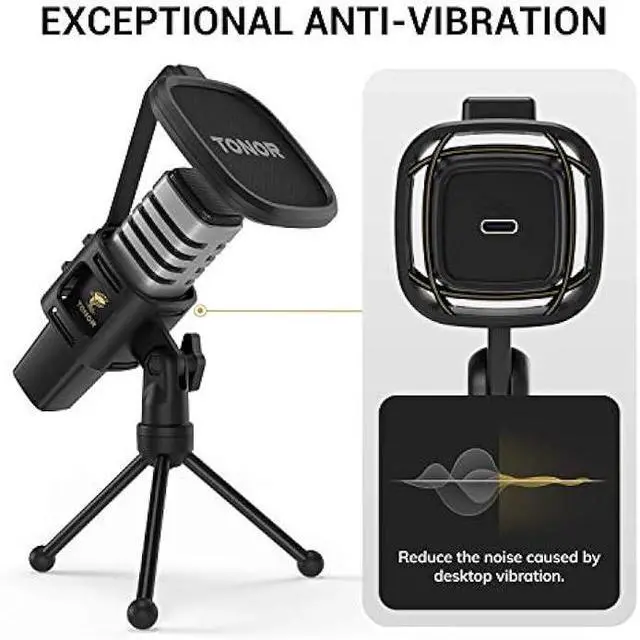 Alt view image 4 of 5 - TONOR USB Microphone for PC, Cardioid Condenser Computer Mic with Tripod Stand, Pop Filter, Shock Mount for Gaming, Streaming, Podcasting, YouTube