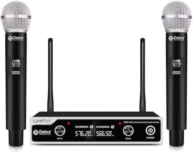 Main image of D Debra Wireless Microphone System UHF UBR-102 with Cordless Handheld Lavalier Headset Mics, 260ft Range, Suitable for Church, Lectures, Karaoke, Weddings, DJ, and Bars(2 Handheld)