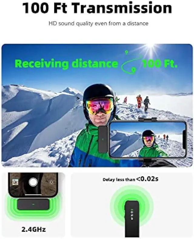 Alt view image 5 of 6 - Rythflo Wireless Lavalier Microphone for iPhone 14/13/12 with Noise Cancellation, 100ft Transmission, 18H Battery Life, Lightning Lapel Microphone Wireless for Video Recording, Vlog, Streaming