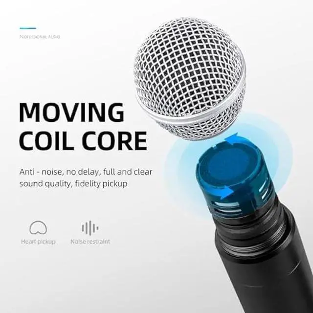 Alt view image 5 of 5 - D Debra Wireless Microphone System UHF UBR-102 with Cordless Handheld Lavalier Headset Mics, 260ft Range, Suitable for Church, Lectures, Karaoke, Weddings, DJ, and Bars(2 Handheld)