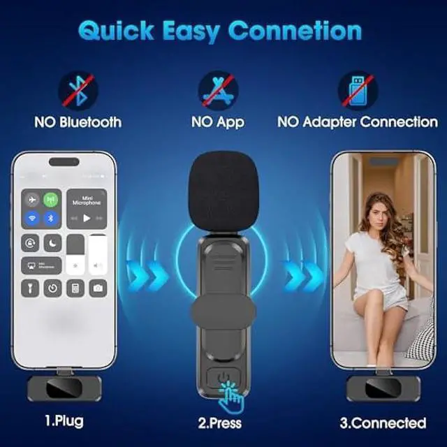 Alt view image 4 of 6 - USB C Wireless Lavalier Microphone for Type-C,Android Phone,PC,Mini Mic with Noise Reduction,Lapel Microphone for Video,Interviews,Live Streaming,TikTok,YouTube,2Pack (for iPhone 15 and Above)
