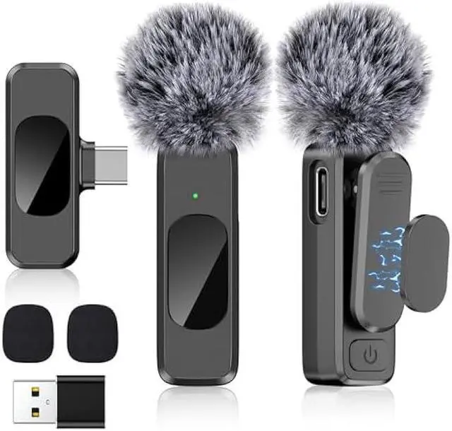 Main image of USB C Wireless Lavalier Microphone for Type-C,Android Phone,PC,Mini Mic with Noise Reduction,Lapel Microphone for Video,Interviews,Live Streaming,TikTok,YouTube,2Pack (for iPhone 15 and Above)