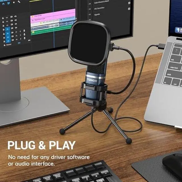 Alt view image 4 of 6 - TONOR TC-777 Podcast Microphone, USB Computer Microphone, Cardioid Condenser PC Mic with Tripod Stand and Pop Filter for Podcasting, Streaming, Vocal Recording, Compatible with PC & Laptop, PS4/5
