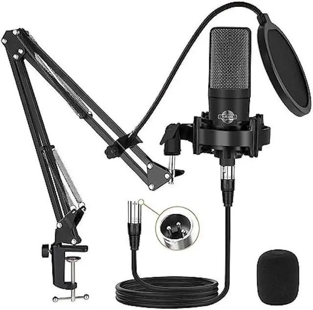 Main image of Condenser Microphone XLR Professional Studio Recording Microphone Kit for PC Computer with Boom Arm,Cardioid XLR Podcast Microphone for Streaming,Gaming,Singing,Voice Over,ASMR,YouTube