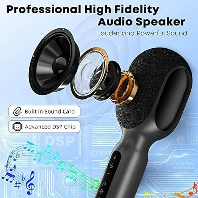 Alt view image 2 of 5 - Wireless Bluetooth Karaoke Microphone, 5-in-1 Portable Handheld Mic Speaker with Dynamic RGB Lights, Mini Karaoke Machine for Car Travel Home Party, Music Recording, Duet Singing, Gift for Kids Adults