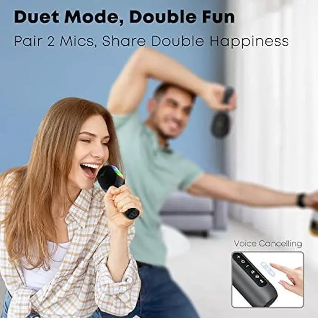 Alt view image 4 of 5 - Wireless Bluetooth Karaoke Microphone, 5-in-1 Portable Handheld Mic Speaker with Dynamic RGB Lights, Mini Karaoke Machine for Car Travel Home Party, Music Recording, Duet Singing, Gift for Kids Adults