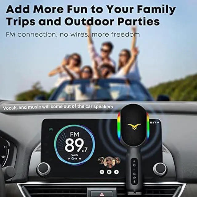 Alt view image 5 of 5 - Wireless Bluetooth Karaoke Microphone, 5-in-1 Portable Handheld Mic Speaker with Dynamic RGB Lights, Mini Karaoke Machine for Car Travel Home Party, Music Recording, Duet Singing, Gift for Kids Adults