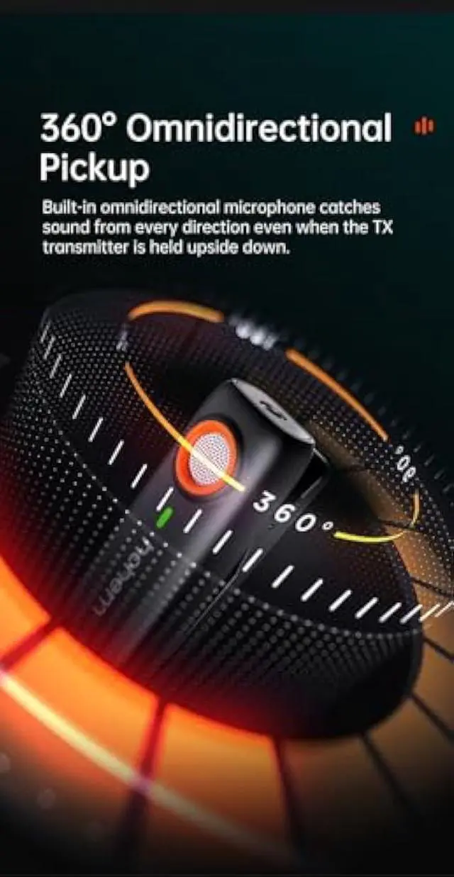 Alt view image 4 of 5 - hohem MIC-01 Wireless Lavalier Lapel Microphone for iPhone iOS, with Noise Cancellation,MFi Certified,Remote Contro,Built-in Storage,20H Battery Life, Wireless Microphone for Live Stream (2TX+1RX)