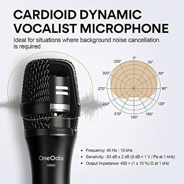 Alt view image 2 of 5 - OneOdio ON55 Wired Microphone for Singing - Mic Clips, Metal Female, ON/Off Switch, 16.4ft XLR Cable - Condenser Dynamic Mic for Karaoke Machine, AMP, Speaker, Parties