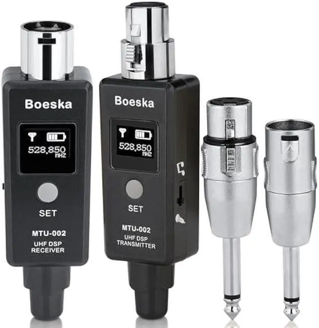 Main image of Wireless Transmitter And Receiver For Dynamic Microphones And Music Sources, UHF Wireless XLR Adapter System, 48k Frequency Signal Transmission,USB Recharge Capable, 100 Feet Range