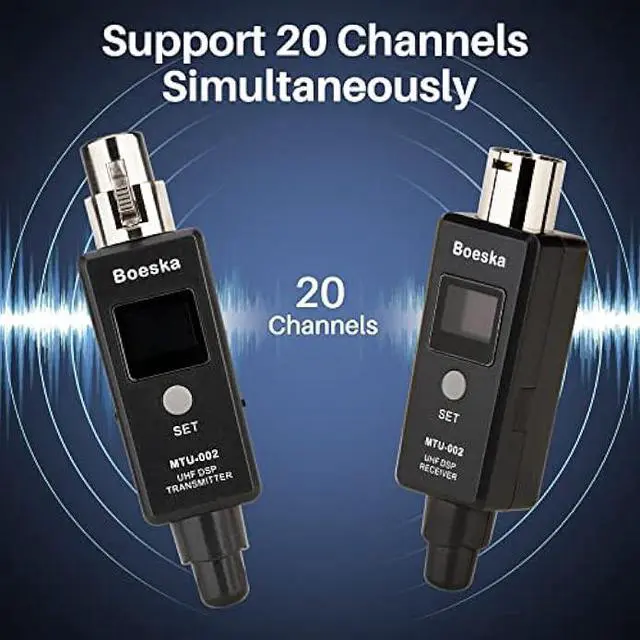 Alt view image 3 of 4 - Wireless Transmitter And Receiver For Dynamic Microphones And Music Sources, UHF Wireless XLR Adapter System, 48k Frequency Signal Transmission,USB Recharge Capable, 100 Feet Range