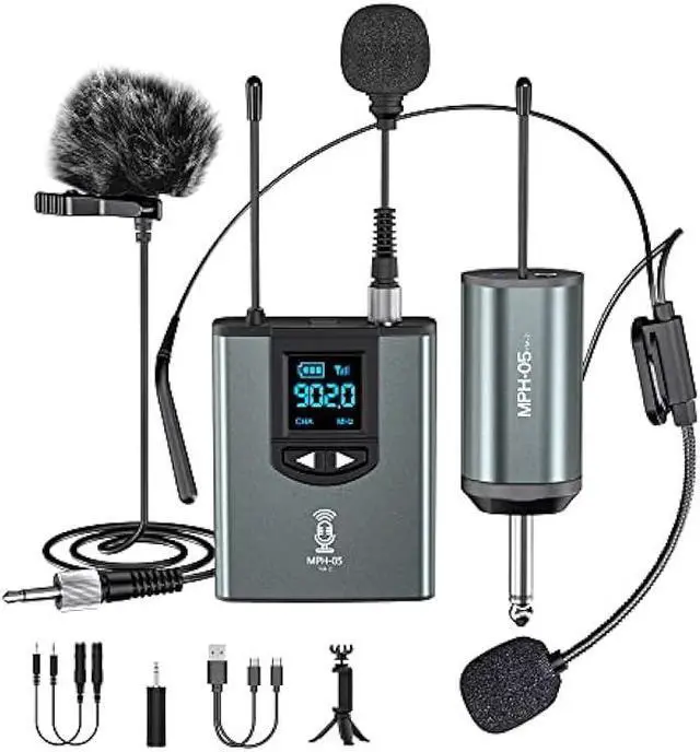 Main image of ttstar Wireless Microphone System Headset/Stand/Lavalier Mic with Rechargeable Bodypack Transmitter Receiver for PA Speaker, Camera, Recording, Teaching, Church