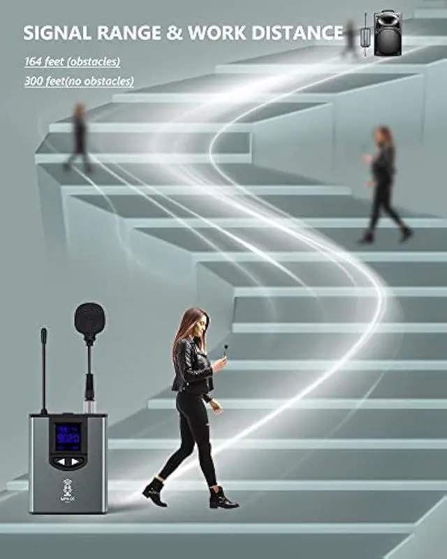 Alt view image 5 of 5 - ttstar Wireless Microphone System Headset/Stand/Lavalier Mic with Rechargeable Bodypack Transmitter Receiver for PA Speaker, Camera, Recording, Teaching, Church