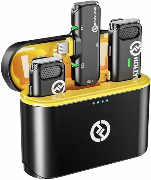 Main image of Hollyland Lark C1 Wireless Lavalier Microphone for iPhone, MFi Certified, Plug and Play, Noise Cancelling Lapel Mic with 656ft Transmission, 32H Working Time, Compatible with iPhone, iPad-Black