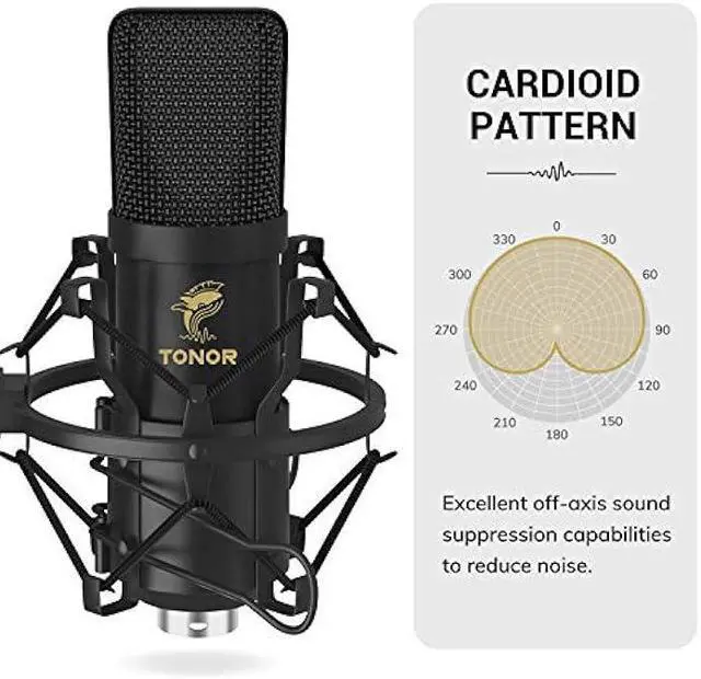 Alt view image 4 of 5 - XLR Condenser Microphone, TONOR Professional Cardioid Studio Mic Kit with T20 Boom Arm, Shock Mount, Pop Filter for Recording, Podcasting, Voice Over, Streaming, Home Studio, YouTube (TC20)