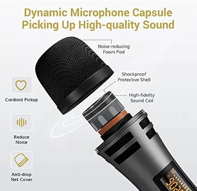 Alt view image 2 of 5 - TONOR Wireless Microphones, UHF Dual Karaoke Microphone System, Microfonos Inalambricos with Rechargeable Receiver, Cordless Dynamic Mic Micro Set for Singing, Wedding, DJ, Party, Speech TW320 Grey