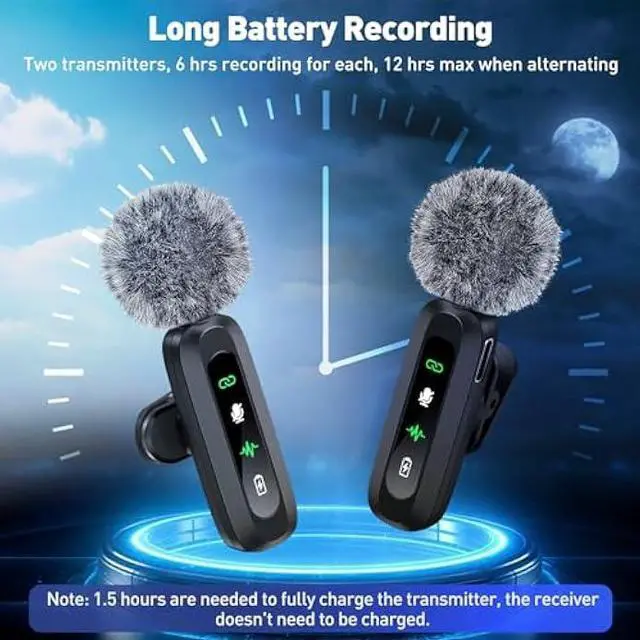 Alt view image 4 of 7 - Wireless Lavalier Microphone for iPhone Recording Clip-on Mini Mic for iPhone/for iPad Video Recording with Rotatable Clip&Denoise Recording, Portable Mic Set for Content Creators