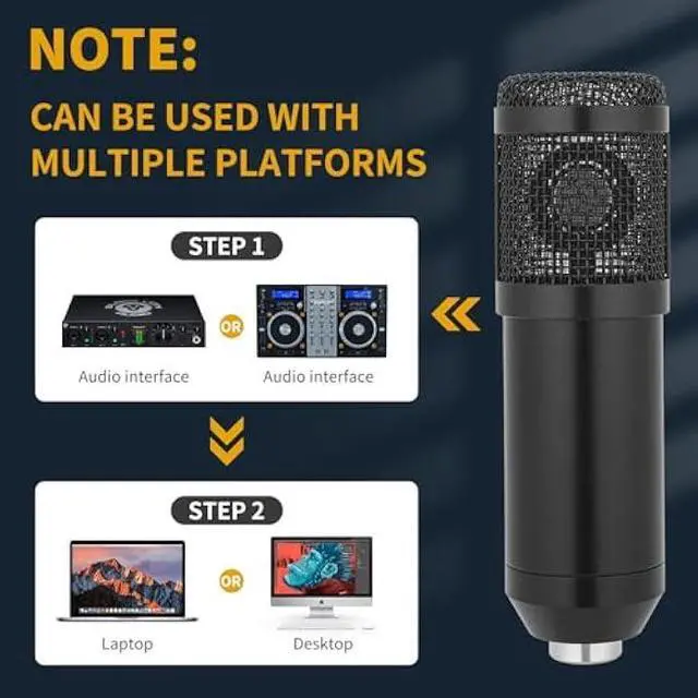 Alt view image 3 of 6 - AMOOX Condenser Microphone,Professional USB Microphone Plug & Play PC Computer Microphone Condenser Cardioid Mic Kit with Adjustable Boom Arm Stand Shock Mount,for Podcast,Streaming,YouTubeTiktok