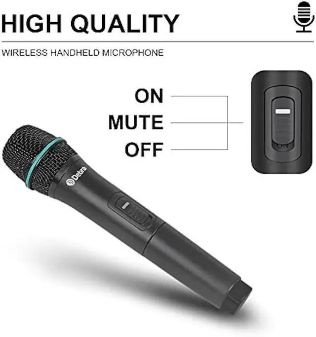 Alt view image 3 of 5 - Debra Audio Pro UHF 4 Channel Wireless Microphone System with Cordless Handheld Lavalier Headset Mics, Metal Receiver, Ideal for Karaoke Church Party (with 2 Handheld & 2 Bodypack (B))