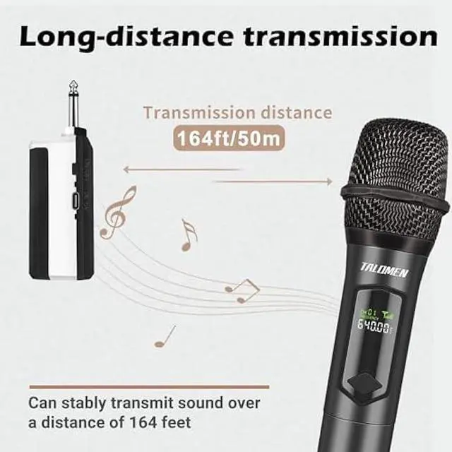 Alt view image 5 of 5 - Wireless Microphone,Professional Handheld Cordless Dynamic Mic System with Rechargeable Receiver(160 Ft),Karaoke Microphone Set for Singing,Karaoke,Wedding,DJ,Party,Speech,Church,PA,K60-1