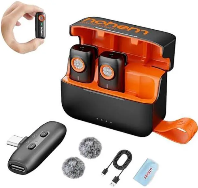 Main image of hohem MIC-01 Wireless Lavalier Microphone, 3-Level Noise Cancelling Built-in TF Card Slot Remote Shutter Control Clip On/Magnet Mic for Smartphone Camera Laptop Tablet