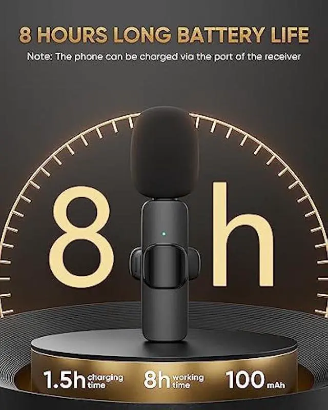 Alt view image 5 of 6 - Wireless Lavalier Microphone Compatible with iPhone/iPad/Android Phone/Laptop, IUMAKEVP Plug-Play Lapel Clip-On Mic with Noise Reduction for Video Recording/Live Steam/Interview/TikTok/YouTube(2 Mics)