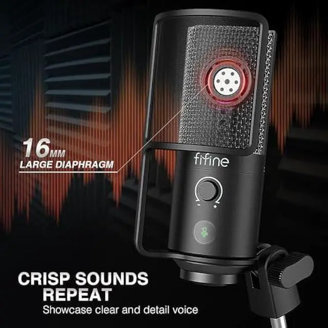 Alt view image 2 of 5 - FIFINE USB Podcast Microphone, PC Computer Condenser Microphone Plug & Play Mic Kit with Boom Arm Stand, 16MM Large Diaphragm, Mute Button for Recording Singing Streaming YouTube Gaming-T669PRO1