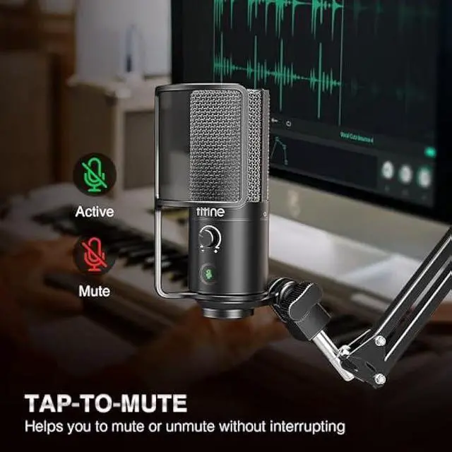 Alt view image 4 of 5 - FIFINE USB Podcast Microphone, PC Computer Condenser Microphone Plug & Play Mic Kit with Boom Arm Stand, 16MM Large Diaphragm, Mute Button for Recording Singing Streaming YouTube Gaming-T669PRO1