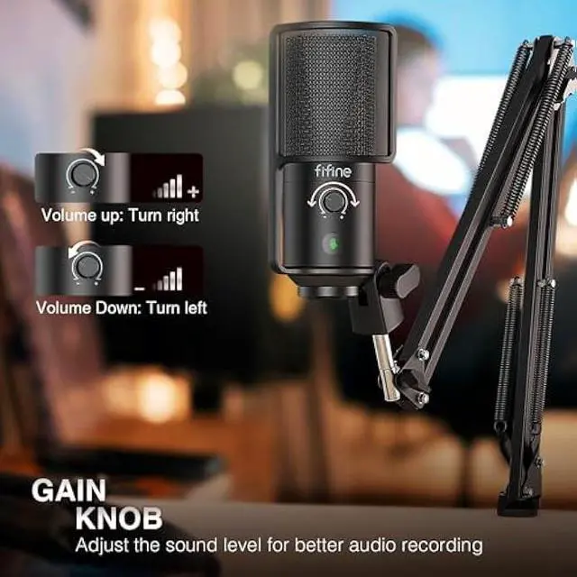 Alt view image 5 of 5 - FIFINE USB Podcast Microphone, PC Computer Condenser Microphone Plug & Play Mic Kit with Boom Arm Stand, 16MM Large Diaphragm, Mute Button for Recording Singing Streaming YouTube Gaming-T669PRO1