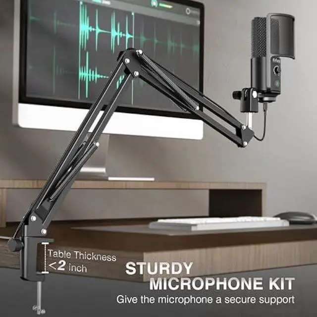 Alt view image 3 of 5 - FIFINE USB Podcast Microphone, PC Computer Condenser Microphone Plug & Play Mic Kit with Boom Arm Stand, 16MM Large Diaphragm, Mute Button for Recording Singing Streaming YouTube Gaming-T669PRO1