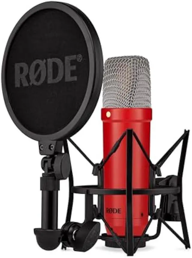 Main image of RØDE NT1 Signature Series Large-Diaphragm Condenser Microphone with Shock Mount, Pop Filter and XLR Cable for Music Production, Vocal Recording, Streaming and Podcasting (Red)