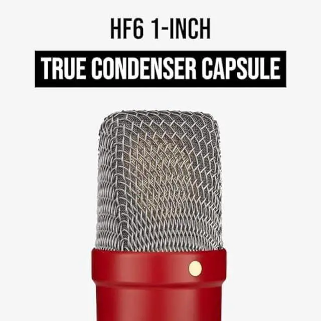 Alt view image 4 of 5 - RØDE NT1 Signature Series Large-Diaphragm Condenser Microphone with Shock Mount, Pop Filter and XLR Cable for Music Production, Vocal Recording, Streaming and Podcasting (Red)