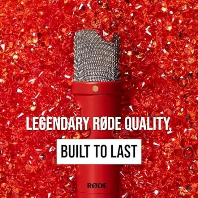 Alt view image 5 of 5 - RØDE NT1 Signature Series Large-Diaphragm Condenser Microphone with Shock Mount, Pop Filter and XLR Cable for Music Production, Vocal Recording, Streaming and Podcasting (Red)
