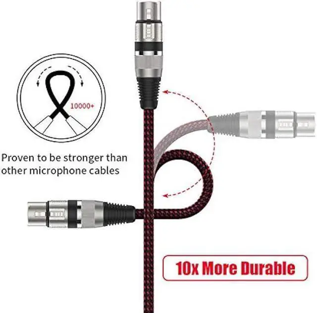 Alt view image 4 of 5 - BIFALE XLR Female to 1/4 TS Cable 6ft 2Pack, Nylon Braided Microphone Cable TS 6.35mm Mono Jack Unbalanced Microphone Cable Heavy Duty Mic Cable
