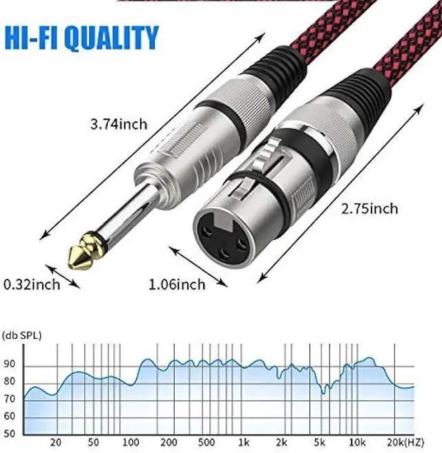 Alt view image 5 of 5 - BIFALE XLR Female to 1/4 TS Cable 6ft 2Pack, Nylon Braided Microphone Cable TS 6.35mm Mono Jack Unbalanced Microphone Cable Heavy Duty Mic Cable